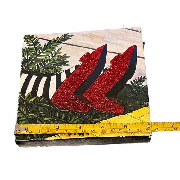 DOROTHY’S RUBY SLIPPERS WIZARD OF OZ SIGNED EMBELLISHED GICLEE ON CANVAS 6”x6” - Picture 11 of 15